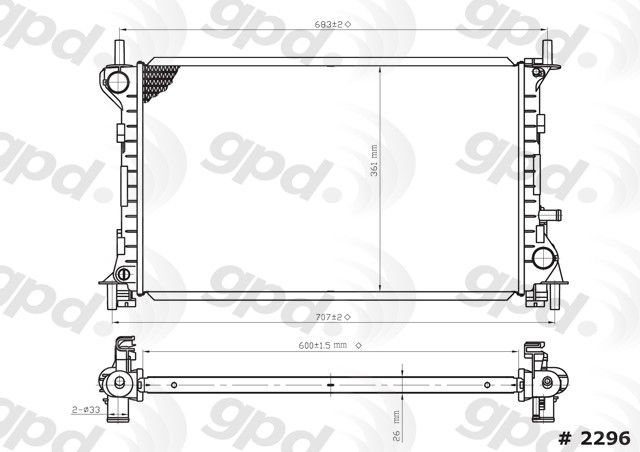 2000-2004 Ford Focus Radiator (Global Parts)
