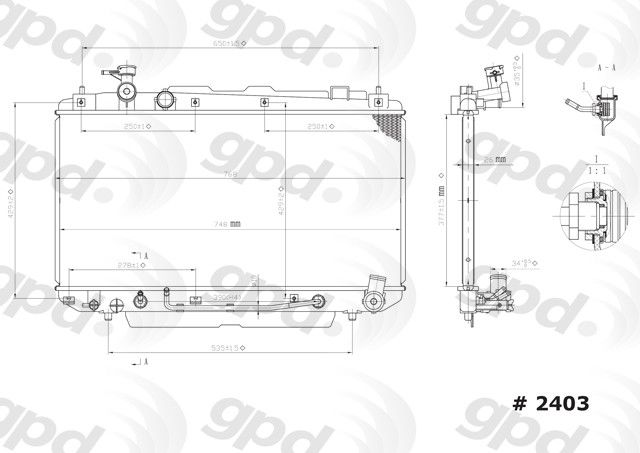 2001-2003 Toyota RAV4 Radiator (Global Parts)