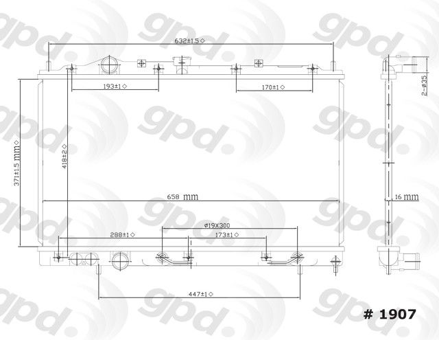 1997-2002 Mitsubishi Mirage Radiator (Global Parts)