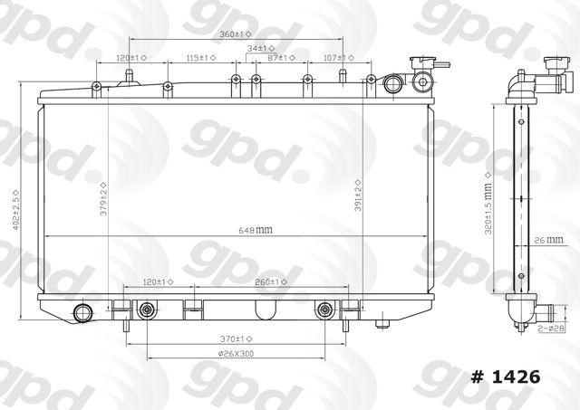 1991-1999 Nissan Sentra Radiator (Global Parts)