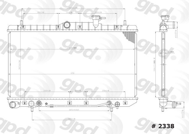 2000-2005 Hyundai Accent Radiator (Global Parts)