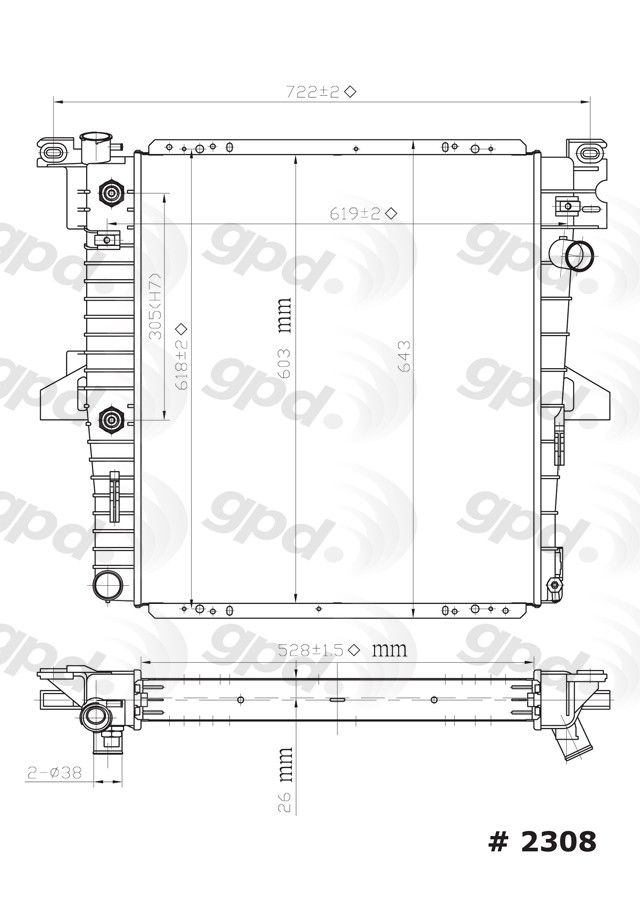 2001, 2000 Ford Explorer Radiator