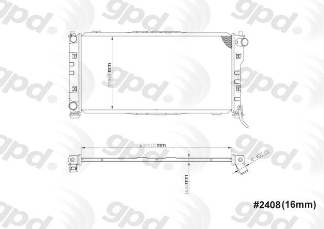 2002, 2001, 2000 Mazda 626 Radiator