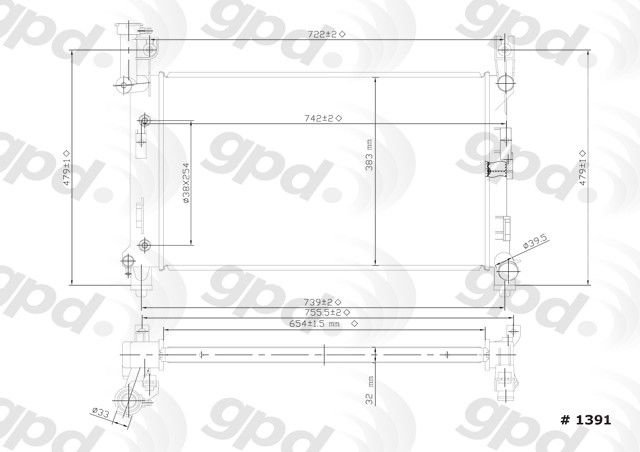 1995, 1994, 1993 Dodge Caravan Radiator