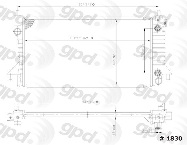 2007, 2006, 2005, 2004, 2003, 2002, 2001, 2000, 1999, 1998, 1997, 1996 Ford Taurus Radiator