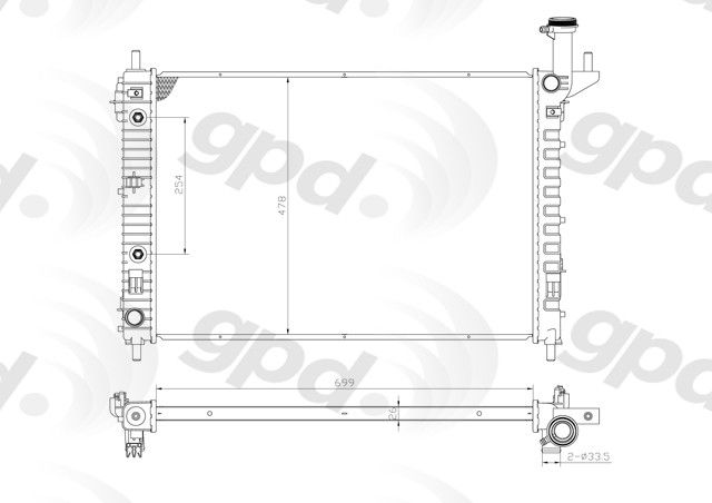 2017, 2016, 2015, 2014, 2013, 2012, 2011, 2010, 2009 Chevrolet Traverse Radiator