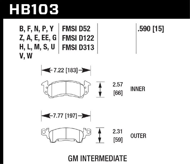 1973-1977 Buick Century Disc Brake Pad Set - Front (Hawk Performance)