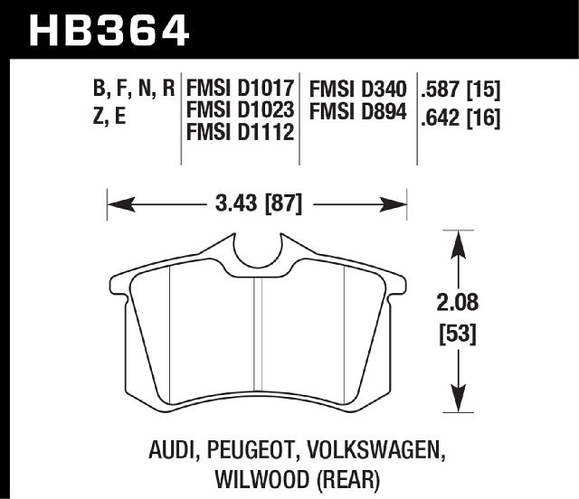 2000-2001 Audi A6 Disc Brake Pad Set - Rear (Hawk Performance)