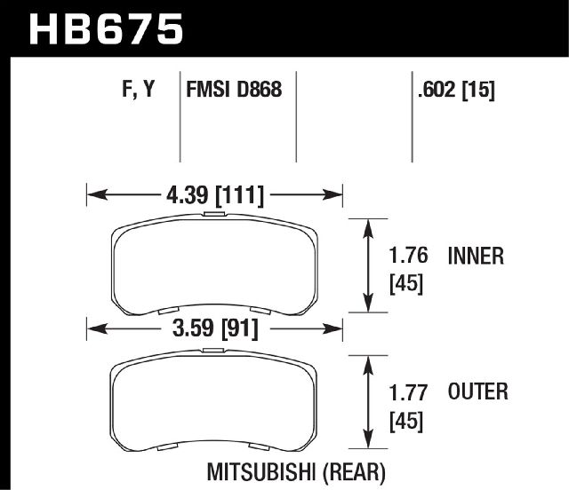 2008-2014 Dodge Avenger Disc Brake Pad Set - Rear (Hawk Performance)