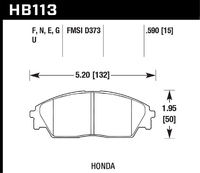 1988-1991 Honda Civic Disc Brake Pad Set - Front (Hawk Performance)