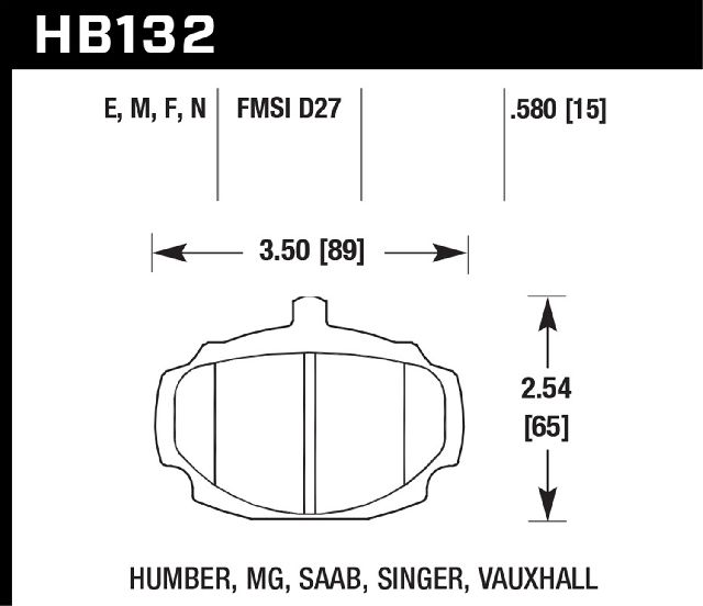 1967-1980 MG MGB Disc Brake Pad Set - Front (Hawk Performance)