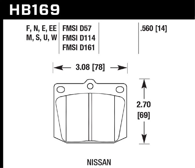 1968-1970 Toyota Crown Disc Brake Pad Set - Front (Hawk Performance)