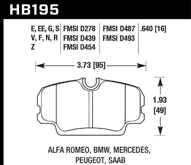 1988 Saab 900 Disc Brake Pad Set - Front (Hawk Performance)