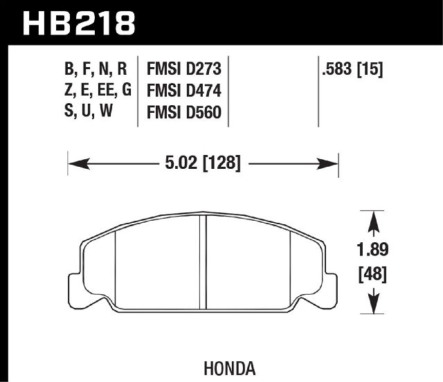 1988-2000 Honda Civic Disc Brake Pad Set - Front (Hawk Performance)