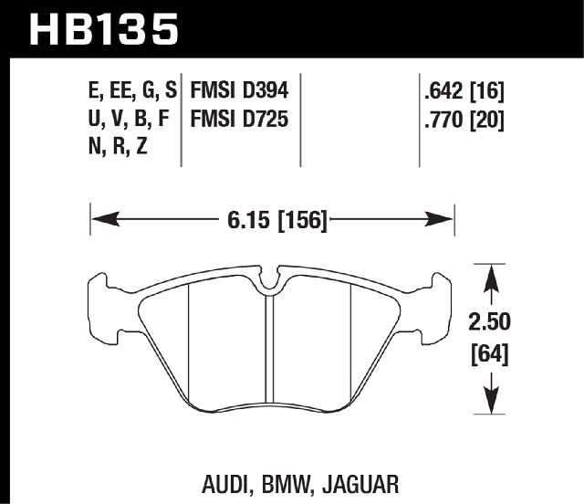 1998-2002 BMW Z3 Disc Brake Pad Set - Front (Hawk Performance)