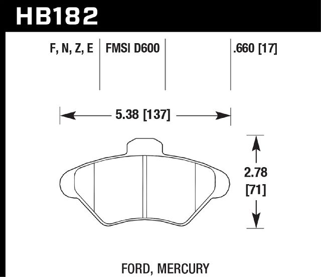 1993-1997 Mercury Cougar Disc Brake Pad Set - Front (Hawk Performance)