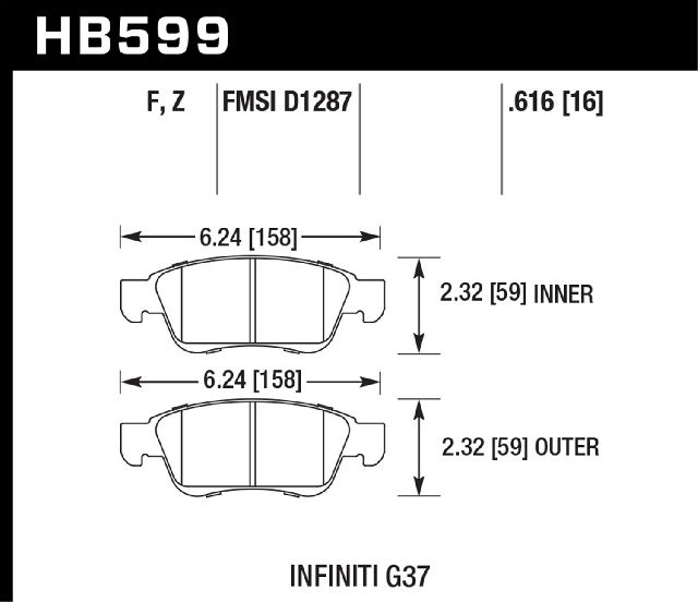 2008-2013 INFINITI G37 Disc Brake Pad Set - Front (Hawk Performance)