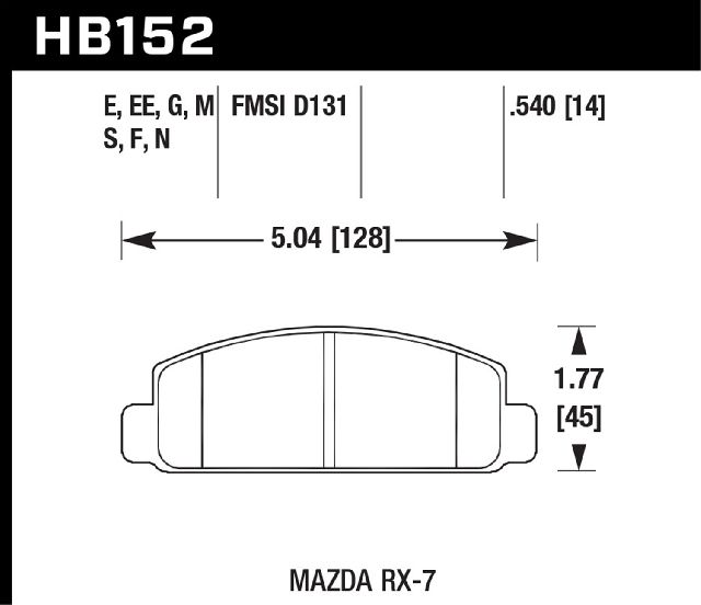 1984-1991 Mazda RX-7 Disc Brake Pad Set - Front (Hawk Performance)