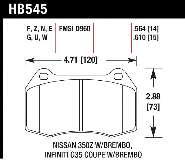 2003-2006 Nissan Sentra Disc Brake Pad Set - Front (Hawk Performance)