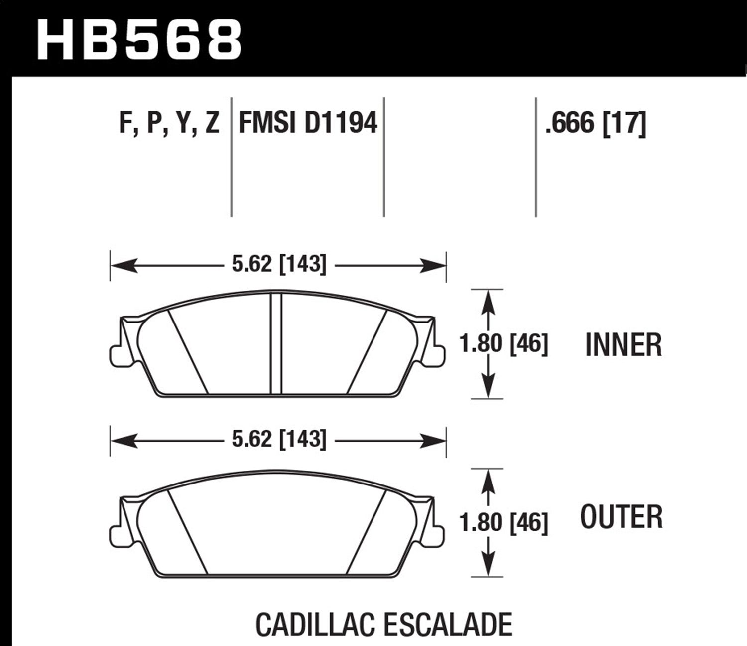 2013, 2012, 2011, 2010, 2009, 2008, 2007 Chevrolet Avalanche Disc Brake Pad Set