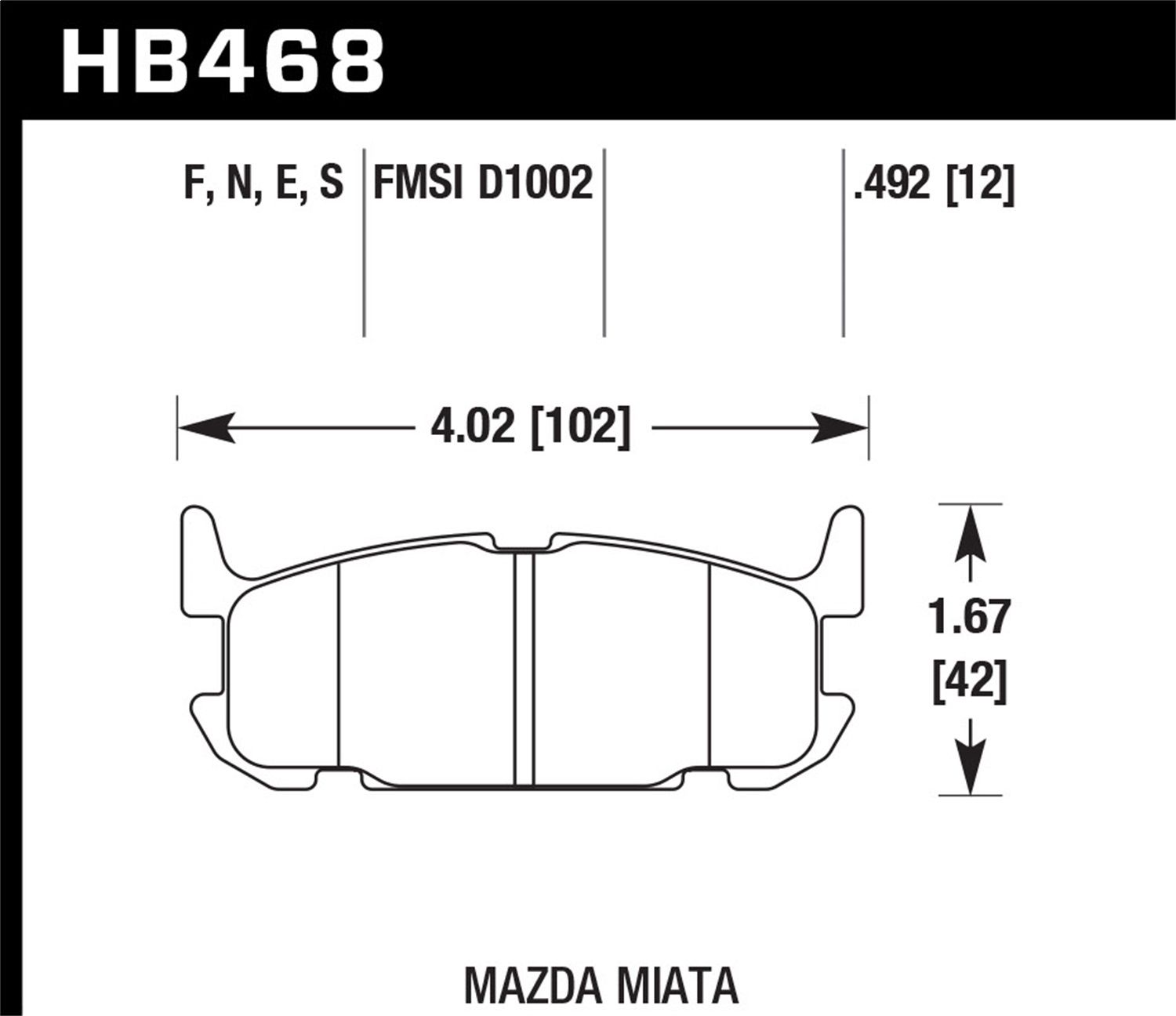 2005, 2004 Mazda Miata Disc Brake Pad Set