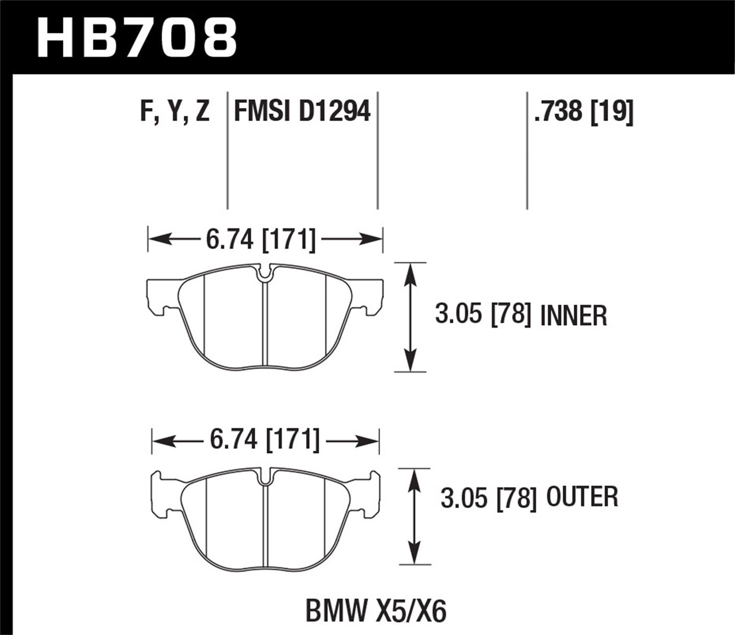 2018, 2017, 2016 BMW X4 Disc Brake Pad Set