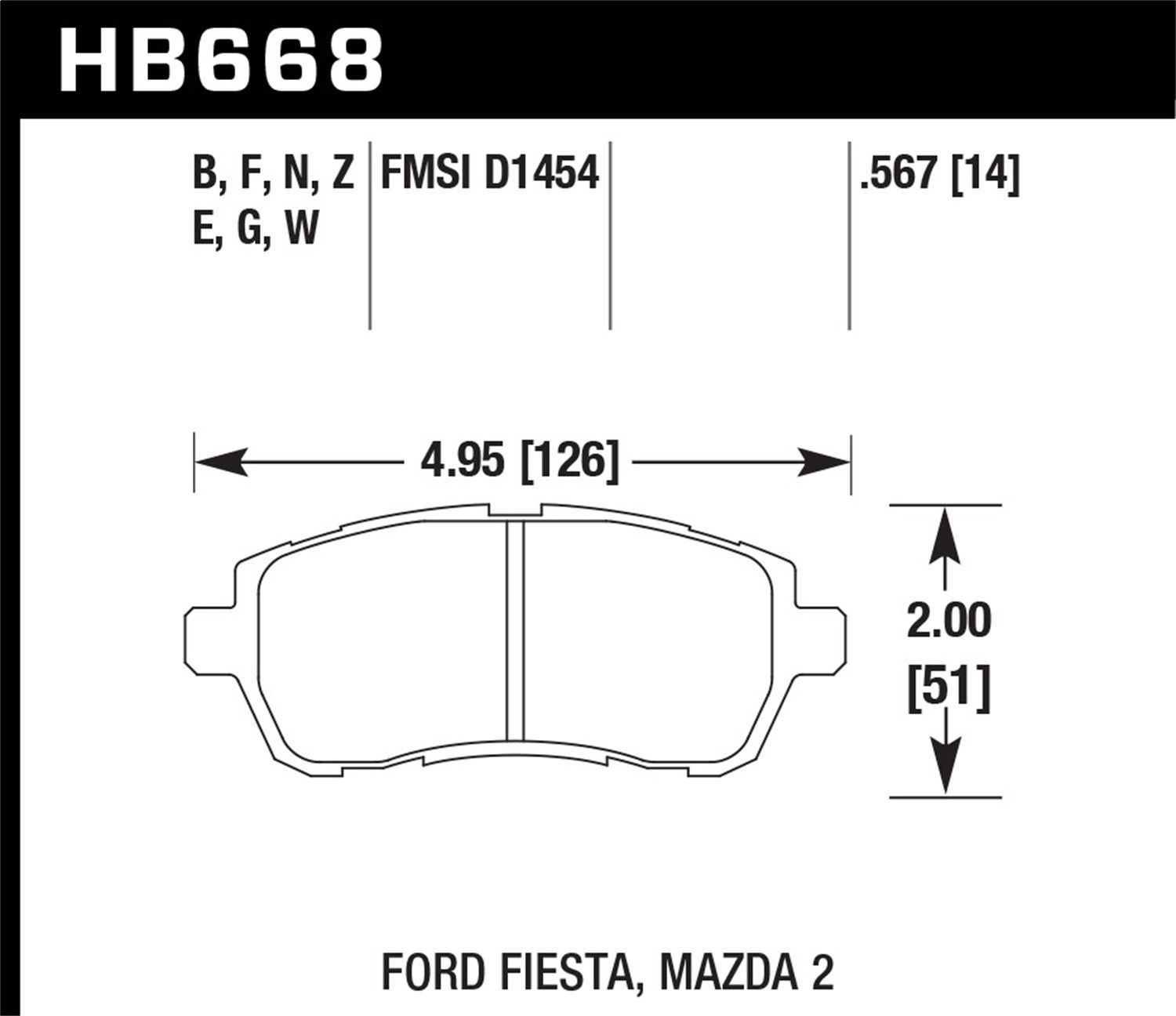 2014, 2013, 2012, 2011 Mazda 2 Disc Brake Pad Set