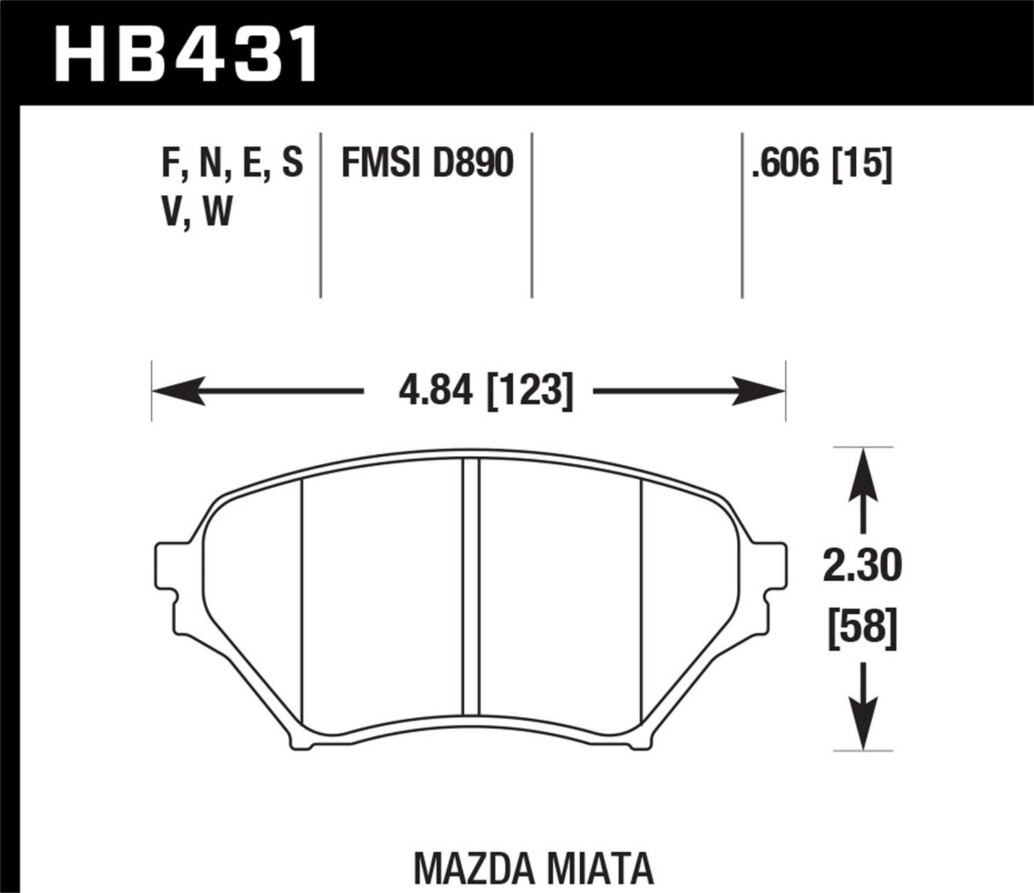 2005, 2004, 2003, 2002, 2001 Mazda Miata Disc Brake Pad Set