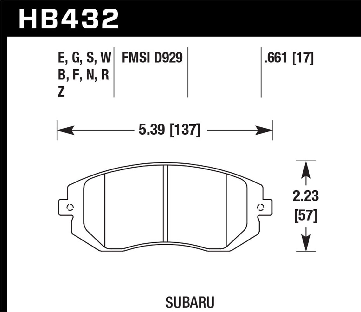 2010, 2009, 2008, 2007, 2006, 2005, 2004, 2003 Subaru Forester Disc Brake Pad Set
