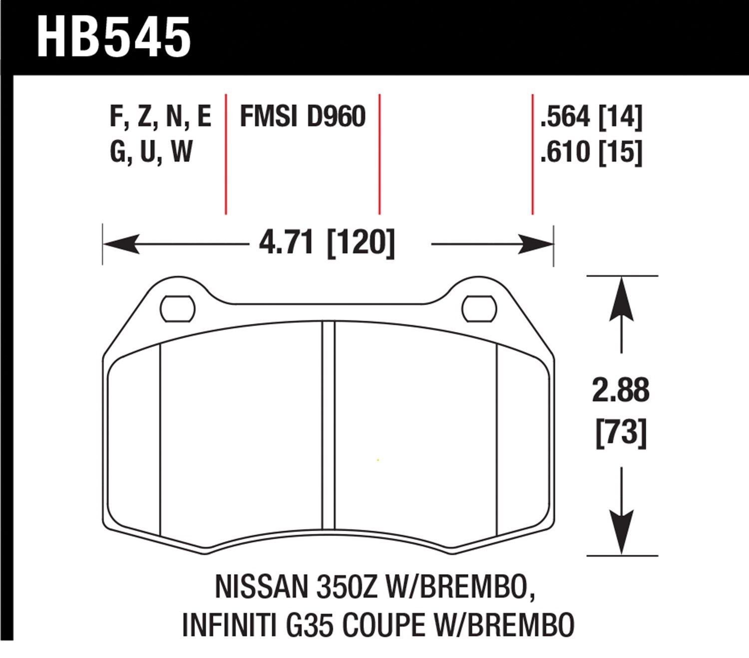 2004, 2003 INFINITI G35 Disc Brake Pad Set