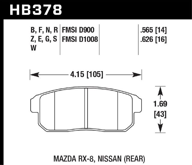 2004-2011 Mazda RX-8 Disc Brake Pad Set - Rear (Hawk)