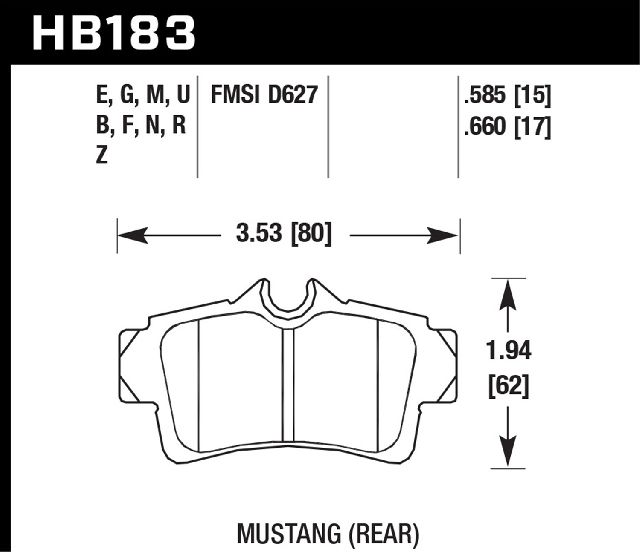 1994-2004 Ford Mustang Disc Brake Pad Set - Rear (Hawk)