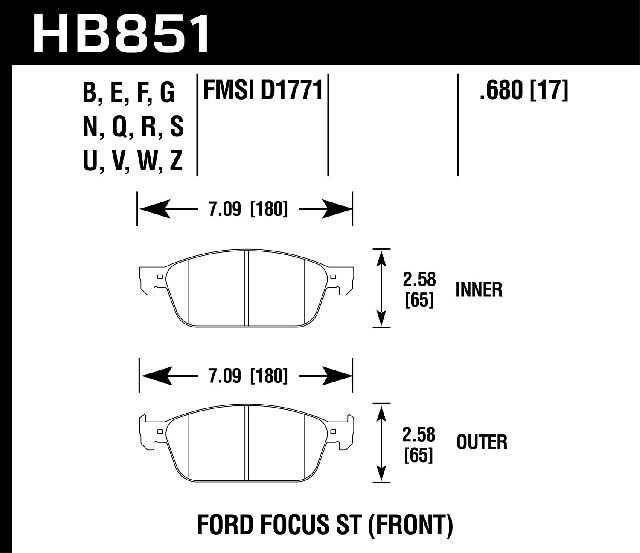 2015-2019 Lincoln MKC Disc Brake Pad Set - Front (Hawk)