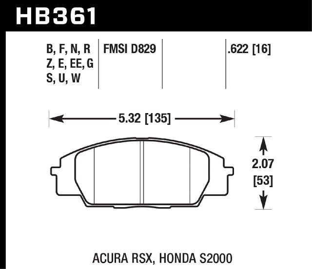 2002-2006 Acura RSX Disc Brake Pad Set - Front (Hawk)