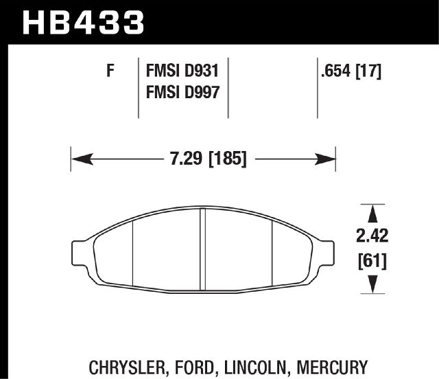 2003-2011 Lincoln Town Car Disc Brake Pad Set - Front (Hawk)
