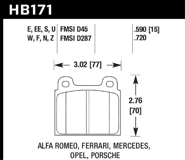 1969-1989 Porsche 911 Disc Brake Pad Set - Front (Hawk)