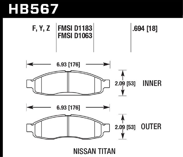 2004-2006 INFINITI QX56 Disc Brake Pad Set - Front (Hawk)