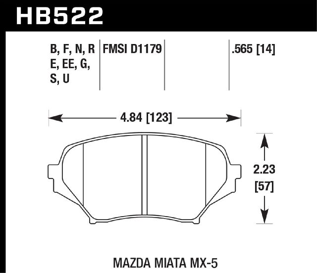 2006-2014 Mazda MX-5 Miata Disc Brake Pad Set - Front (Hawk)