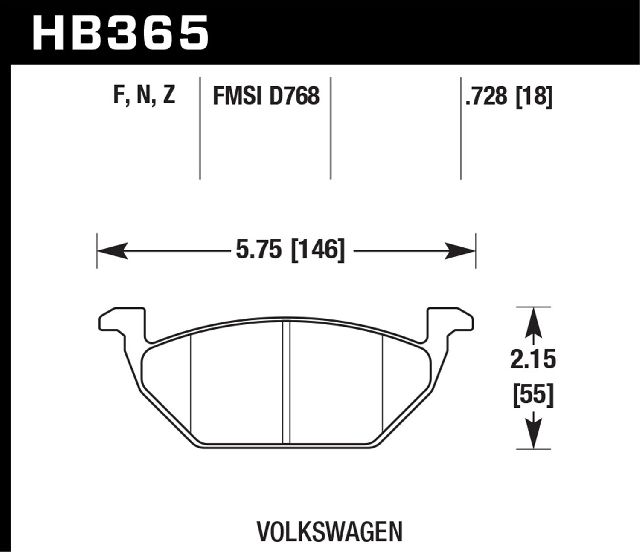 2000-2015 Volkswagen Jetta Disc Brake Pad Set - Front (Hawk)