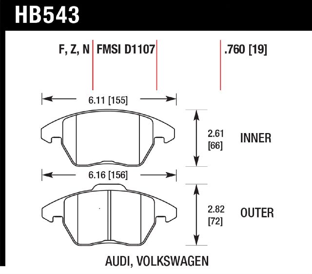2006-2013 Audi A3 Disc Brake Pad Set - Front (Hawk)