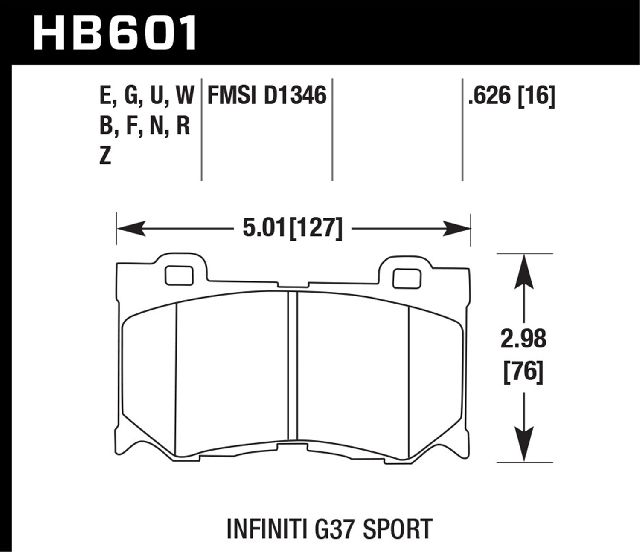 2014-2019 INFINITI Q50 Disc Brake Pad Set - Front (Hawk)