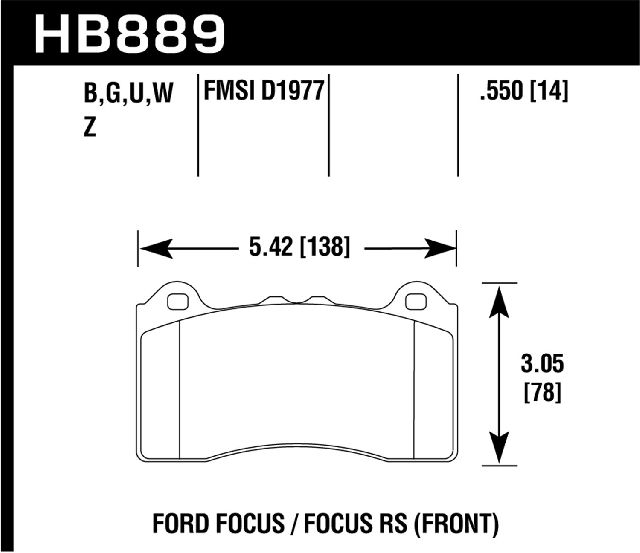 2016-2018 Ford Focus Disc Brake Pad Set - Front (Hawk)