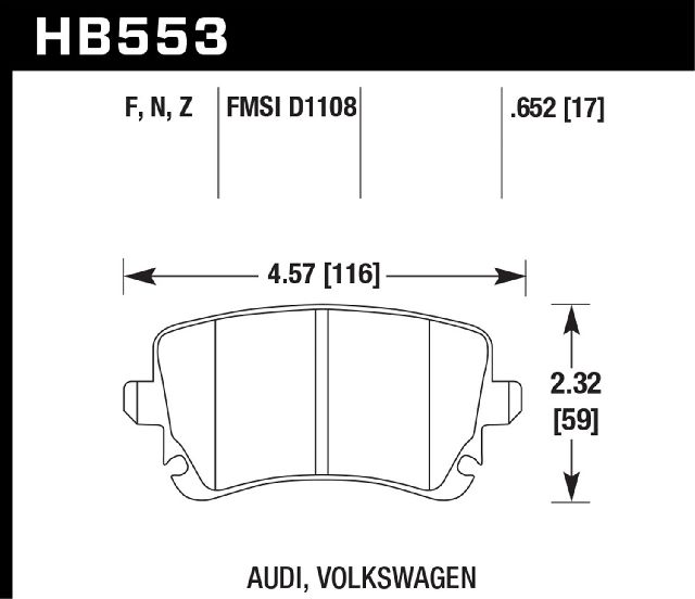 2006-2009 Audi A6 Disc Brake Pad Set - Rear (Hawk)