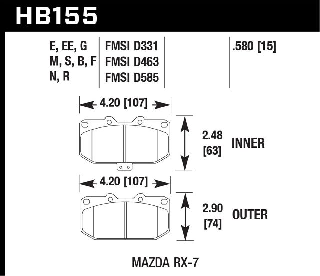 1986-1995 Mazda RX-7 Disc Brake Pad Set - Front (Hawk)