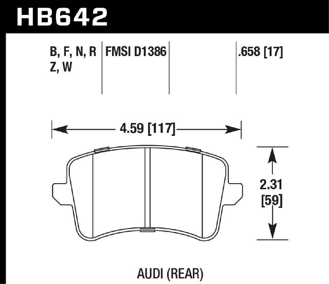 2009-2016 Audi A4 Disc Brake Pad Set - Rear (Hawk)