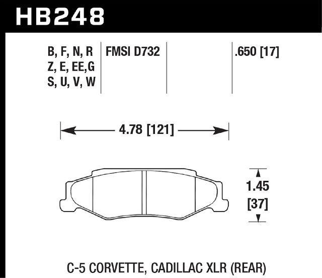 2004-2009 Cadillac XLR Disc Brake Pad Set - Rear (Hawk)