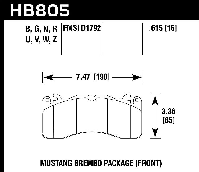 2015-2019 Ford Mustang Disc Brake Pad Set - Front (Hawk)