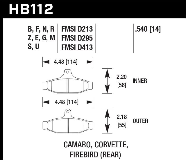1988-1997 Pontiac Firebird Disc Brake Pad Set - Rear (Hawk)