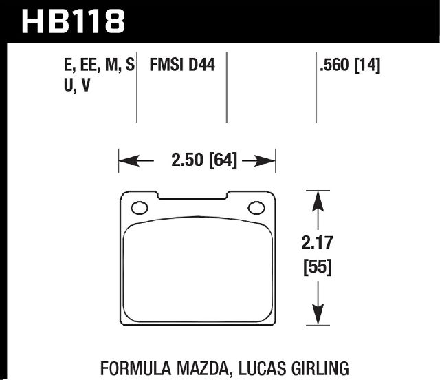 1975-1976 Volvo 244 Disc Brake Pad Set - Front or Rear (Hawk)