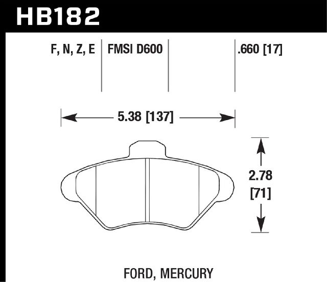 1993-1997 Mercury Cougar Disc Brake Pad Set - Front (Hawk)